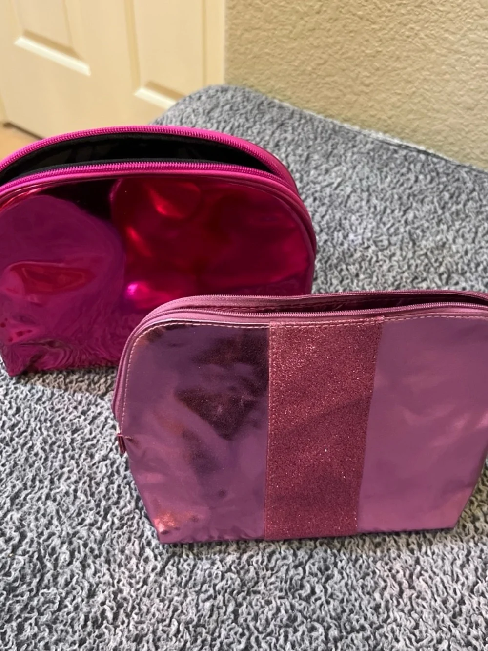 Ulta Beauty Hot Pink Metallic Cosmetic Pouch Duo